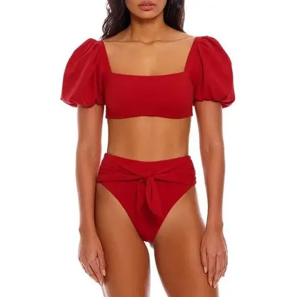 AGUA BENDITA Women's Calista-Isabella Bikini Top Size 2XL In Red - Picture 3 of 13